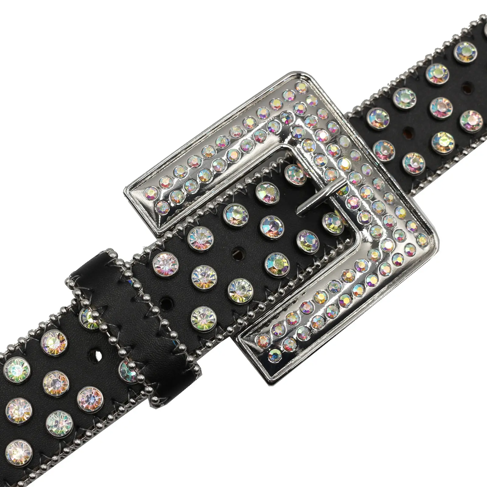 White Rhinestone Square Buckle Belt for Women — feature 14
