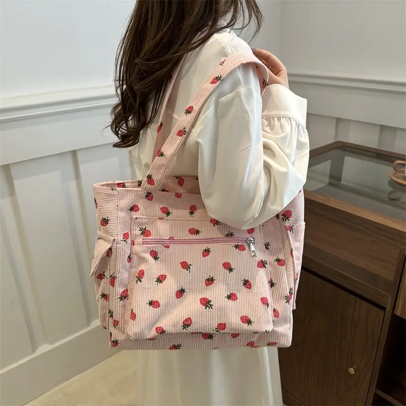 Strawberry Printed Hand Tote Bag for Women