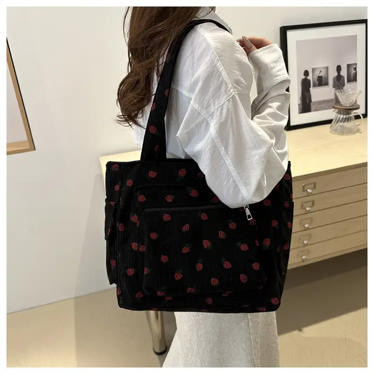 Strawberry Printed Hand Tote Bag for Women — feature 10