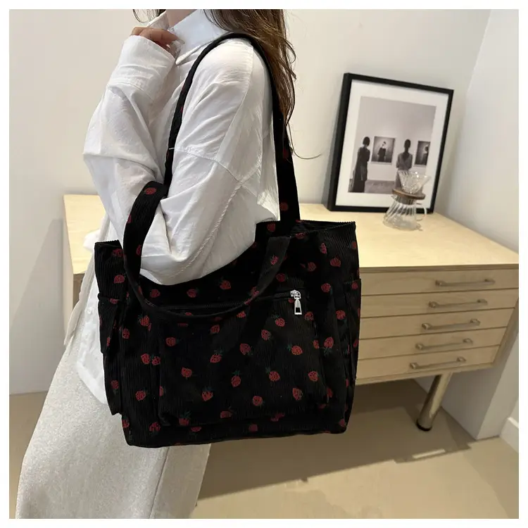 Strawberry Printed Hand Tote Bag for Women — feature 12