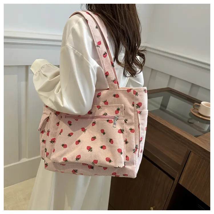 Strawberry Printed Hand Tote Bag for Women — feature 16