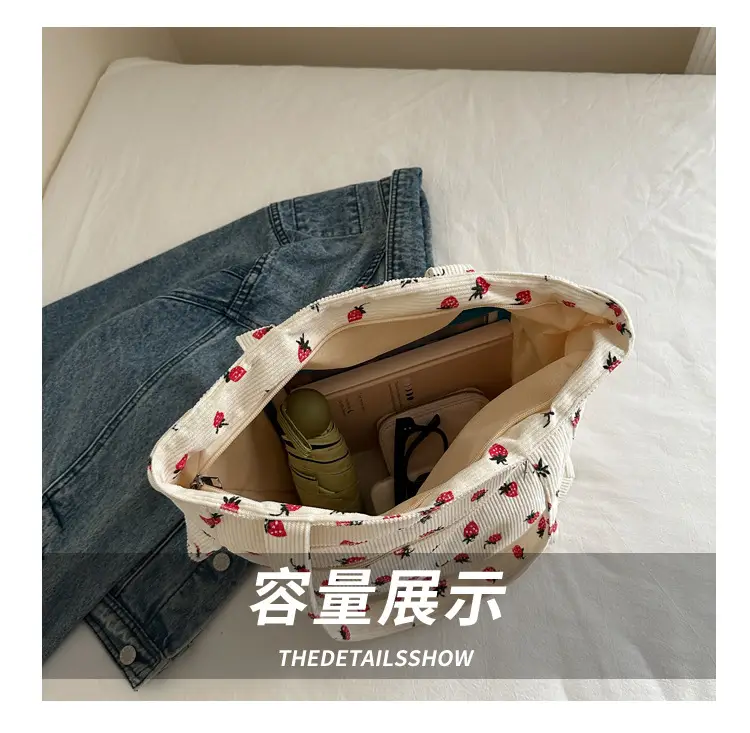 Strawberry Printed Hand Tote Bag for Women — feature 7