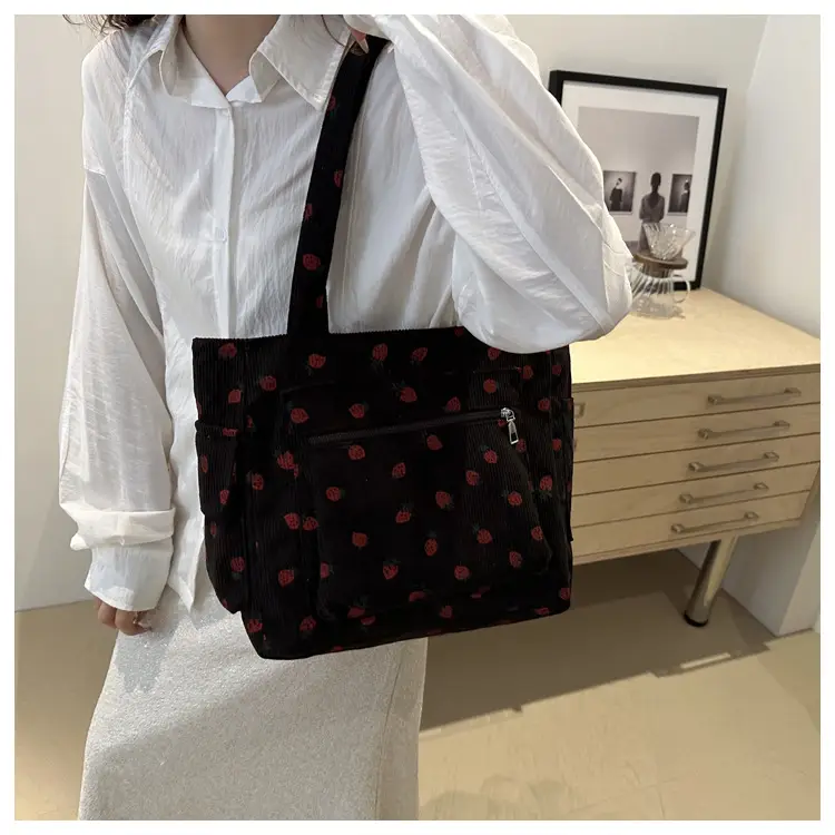 Strawberry Printed Hand Tote Bag for Women — feature 9