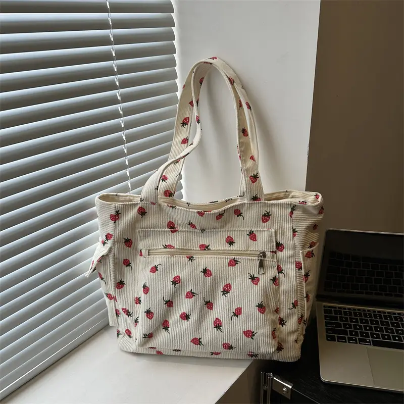 Strawberry Printed Hand Tote Bag for Women