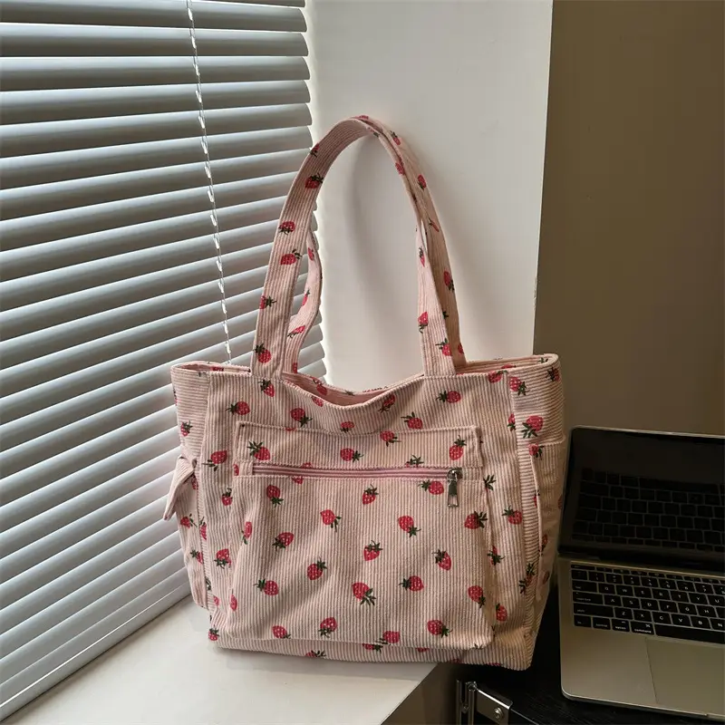 Strawberry Printed Hand Tote Bag for Women