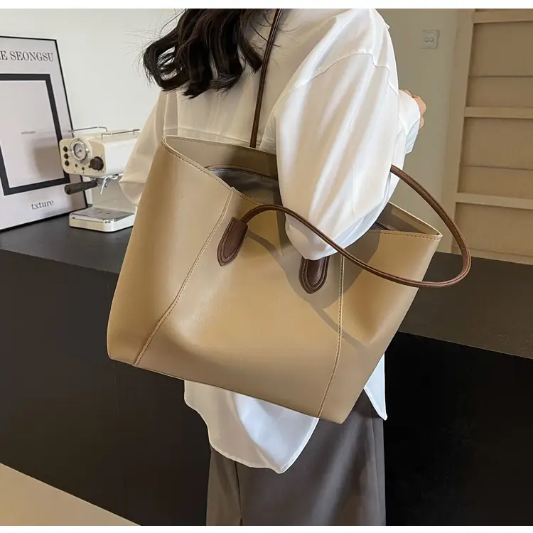 Cross-Border Large Bag Brown Leather Shoulder & Hand Carry — feature 21