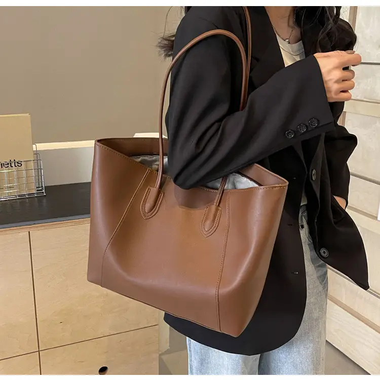 Cross-Border Large Bag Brown Leather Shoulder & Hand Carry — feature 28
