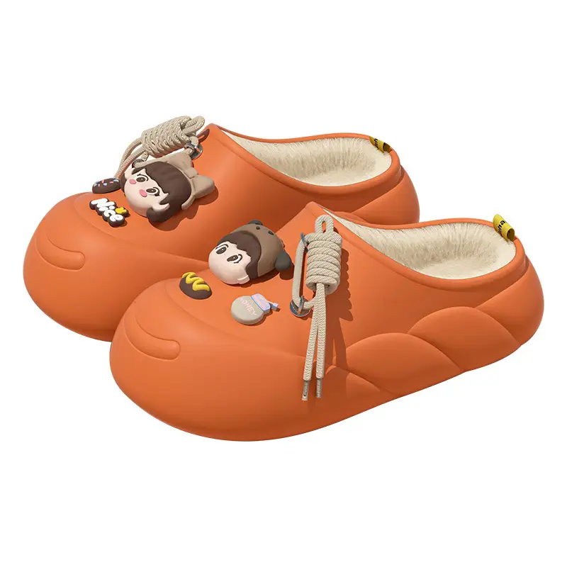 Stepping on excrement feeling winter in stock soft bottom cartoon waterproof cotton slippers EVA fleece-lined warm ladies home thickened - Image 17
