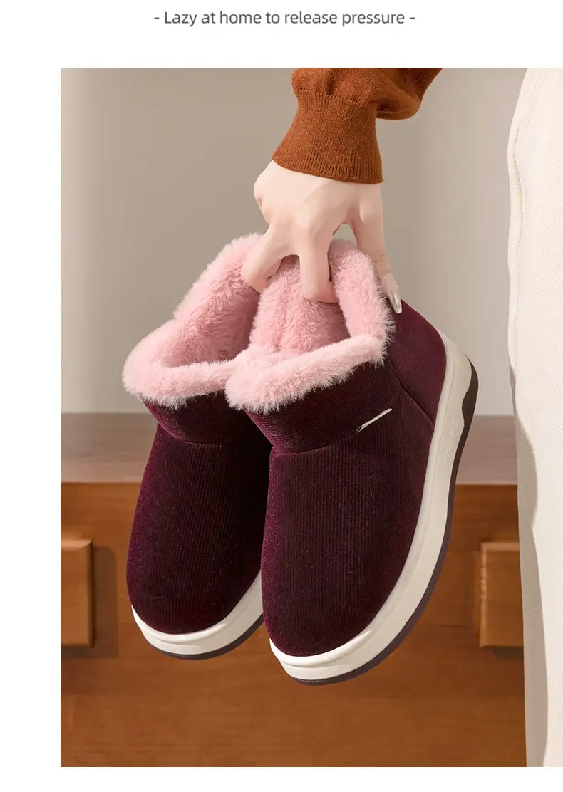 Middle-aged and elderly cotton slippers women's winter indoor and outdoor wear bag heel thick-soled non-slip fleece-lined warm cotton shoes for men — feature 11
