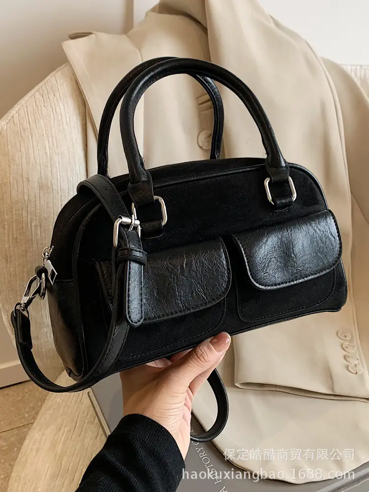Women Retro Frosted Shoulder Bag Brown 2024