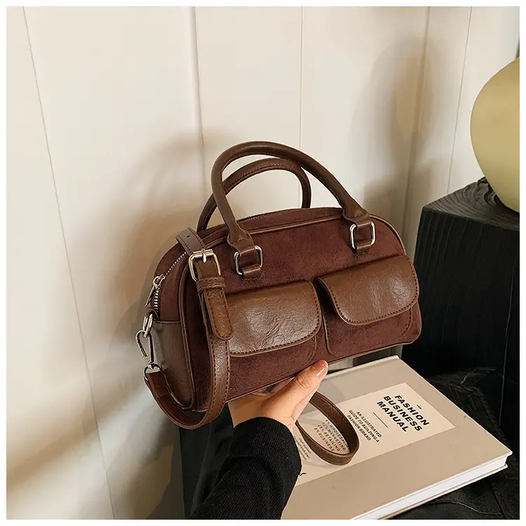 Women Retro Frosted Shoulder Bag Brown 2024 — feature 13