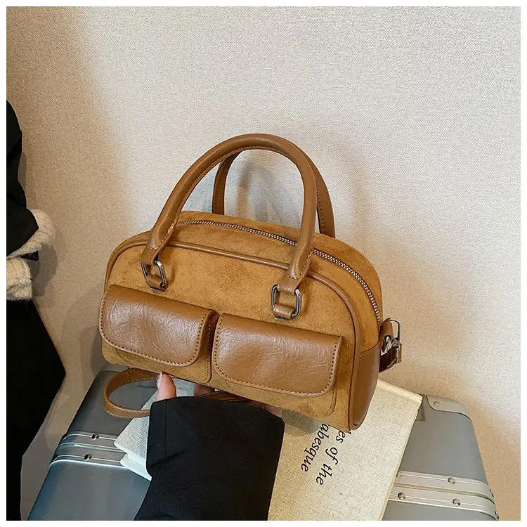 Women Retro Frosted Shoulder Bag Brown 2024 — feature 14