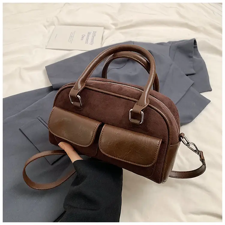 Women Retro Frosted Shoulder Bag Brown 2024 — feature 19