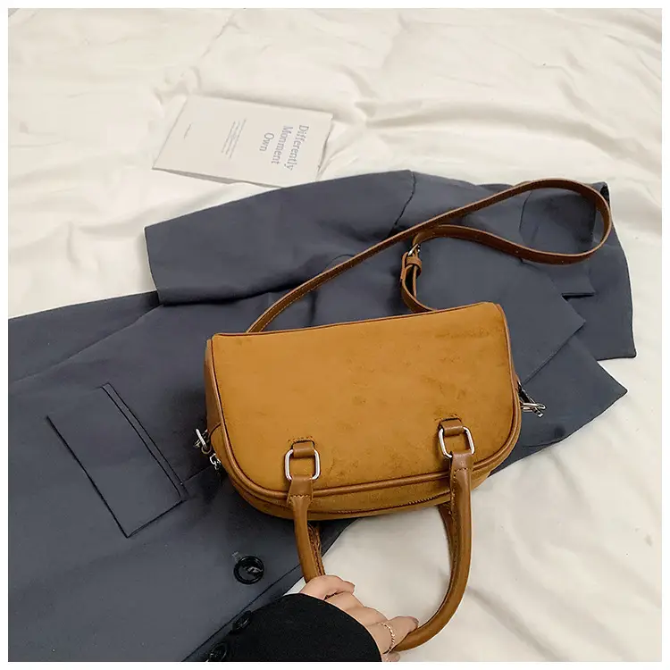 Women Retro Frosted Shoulder Bag Brown 2024 — feature 20