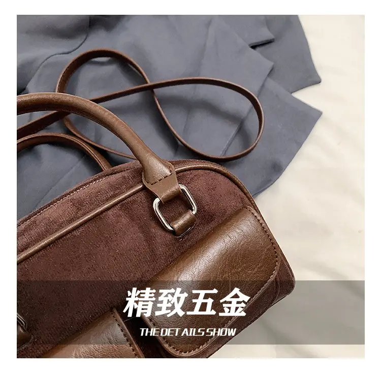 Women Retro Frosted Shoulder Bag Brown 2024 — feature 4