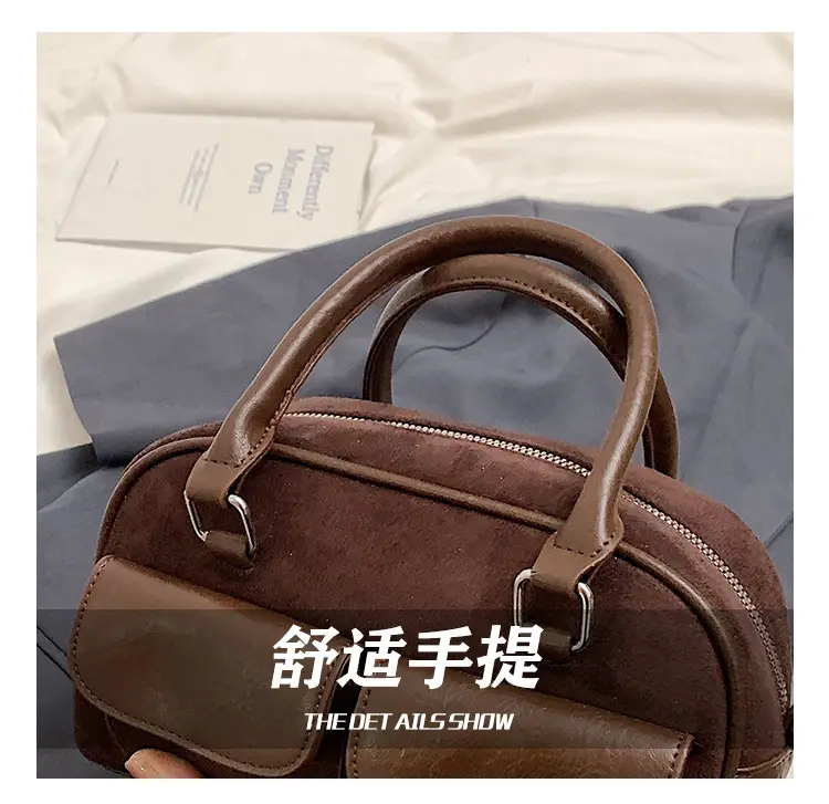Women Retro Frosted Shoulder Bag Brown 2024 — feature 5