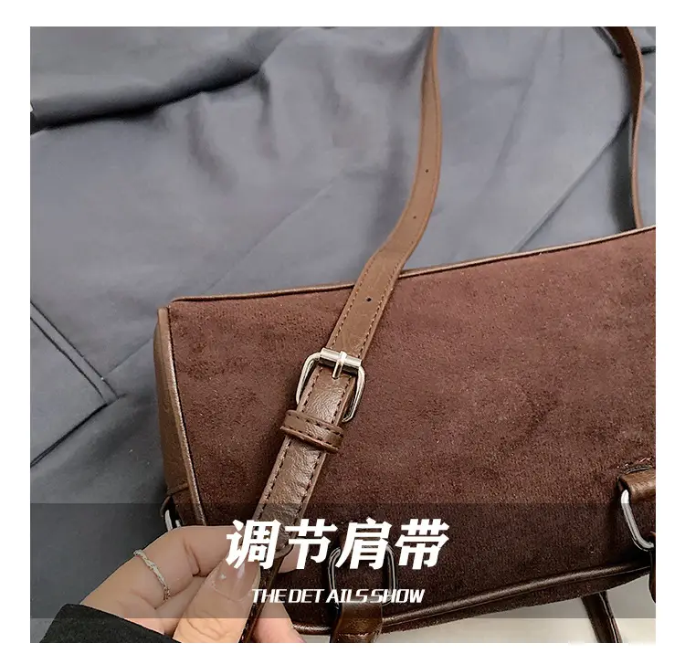 Women Retro Frosted Shoulder Bag Brown 2024 — feature 6