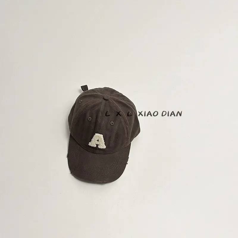 Vintage Distressed Kids Cap with Letter A - Image 2