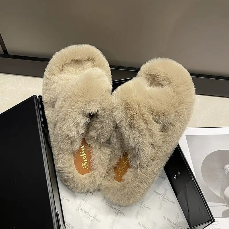 Furry Slippers for Women 2025 New Fashion Home Indoor Non-Slip High-Bottom Cotton Slippers for Women Versatile Outer Wear Thick Soles — feature 6