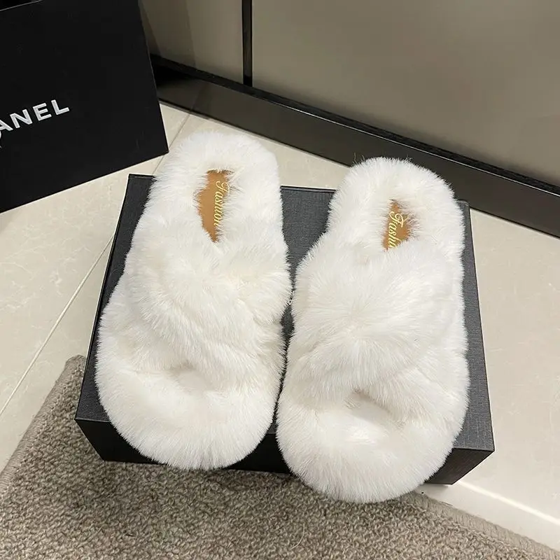 Furry Slippers for Women 2025 New Fashion Home Indoor Non-Slip High-Bottom Cotton Slippers for Women Versatile Outer Wear Thick Soles — feature 8