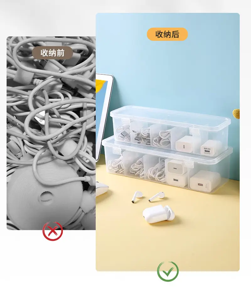 Transparent 6-Compartment Earphone & Stationery Organizer — feature 3