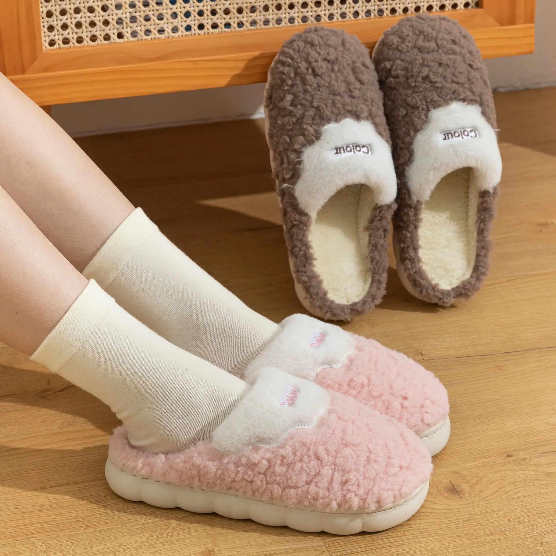 Cotton Plush Slippers Men Winter Warm Indoor Non-Slip - Image 4