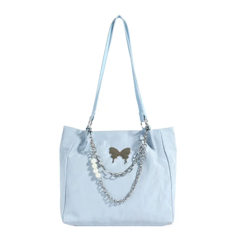 Women's Light Blue Butterfly Shoulder Bag with Chain - Image 9