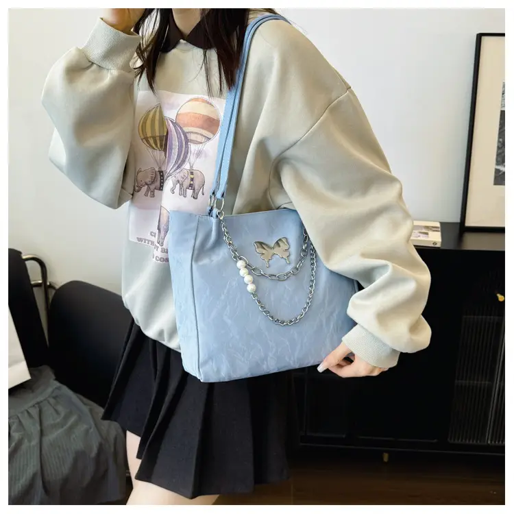 Women's Light Blue Butterfly Shoulder Bag with Chain — feature 16