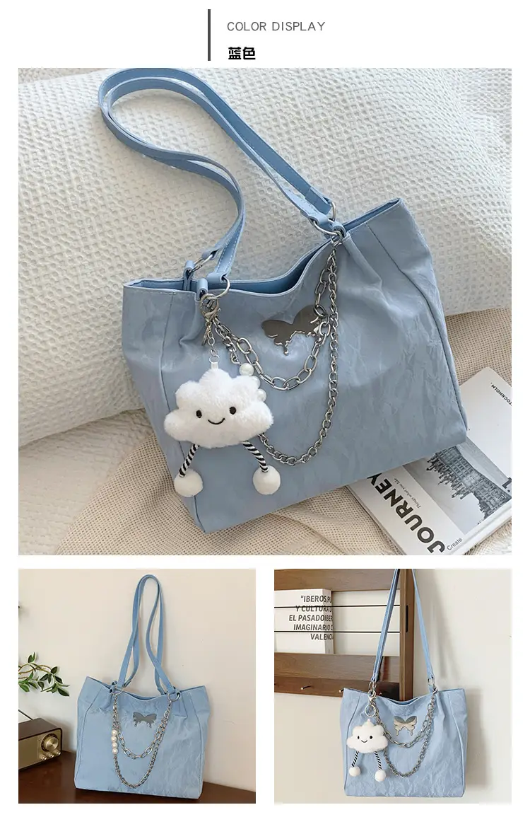 Women's Light Blue Butterfly Shoulder Bag with Chain — feature 21