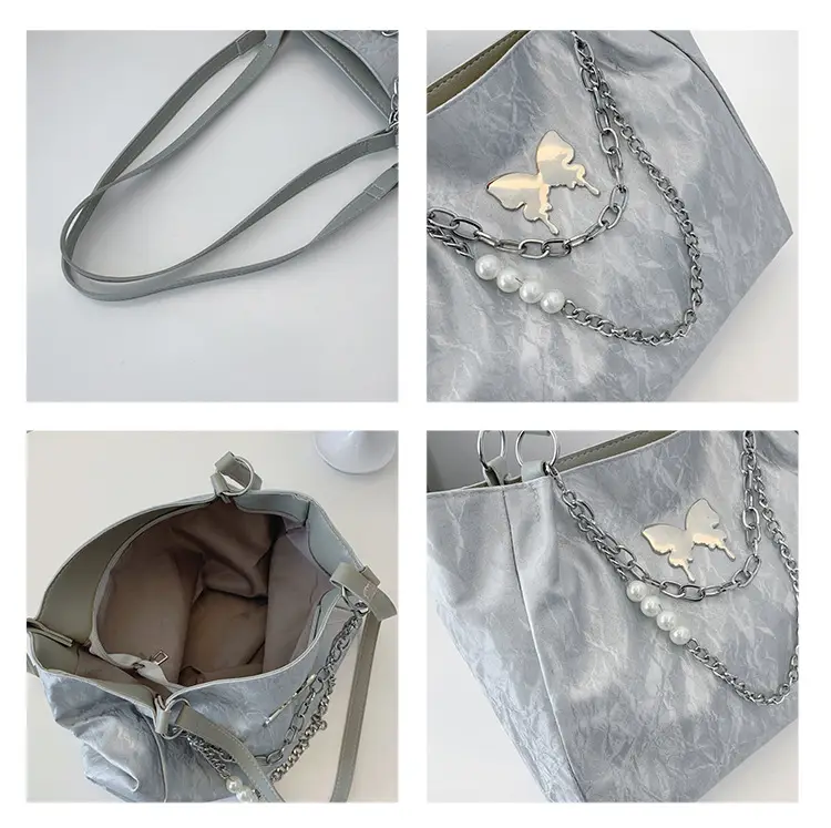 Women's Light Blue Butterfly Shoulder Bag with Chain — feature 8