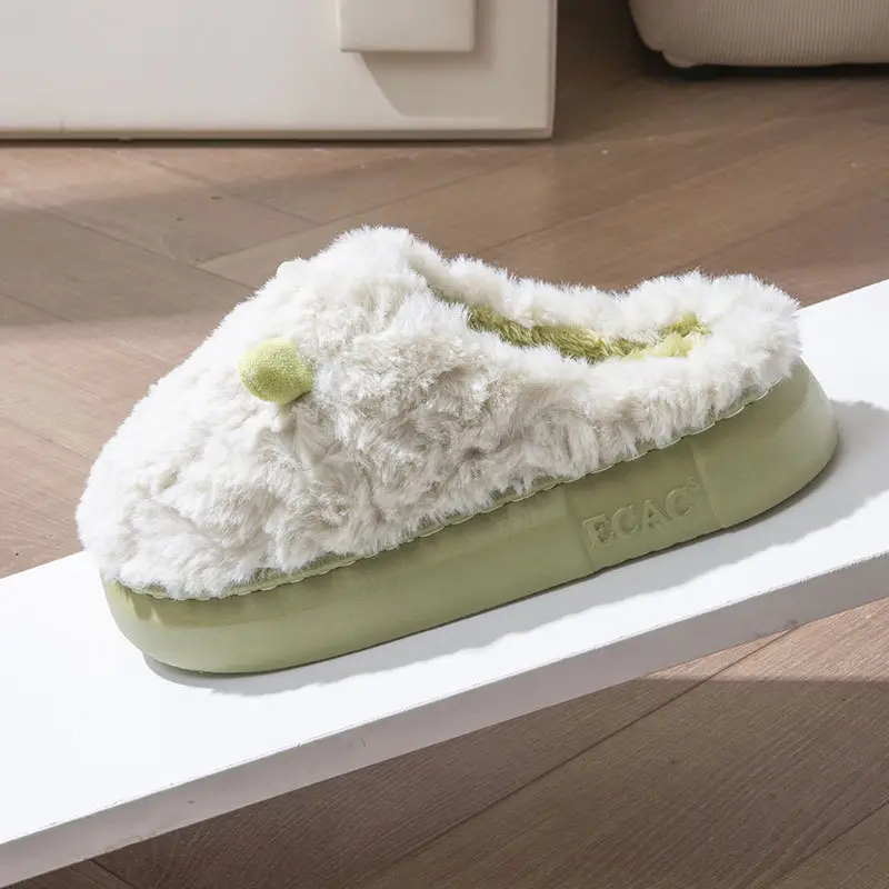 2025 New Cotton Slippers for Women, Winter Couple's Home Use, Fleece-Lined, Warm, Non-Slip, Thick-Soled Furry Slippers for Men, Autumn - Image 8