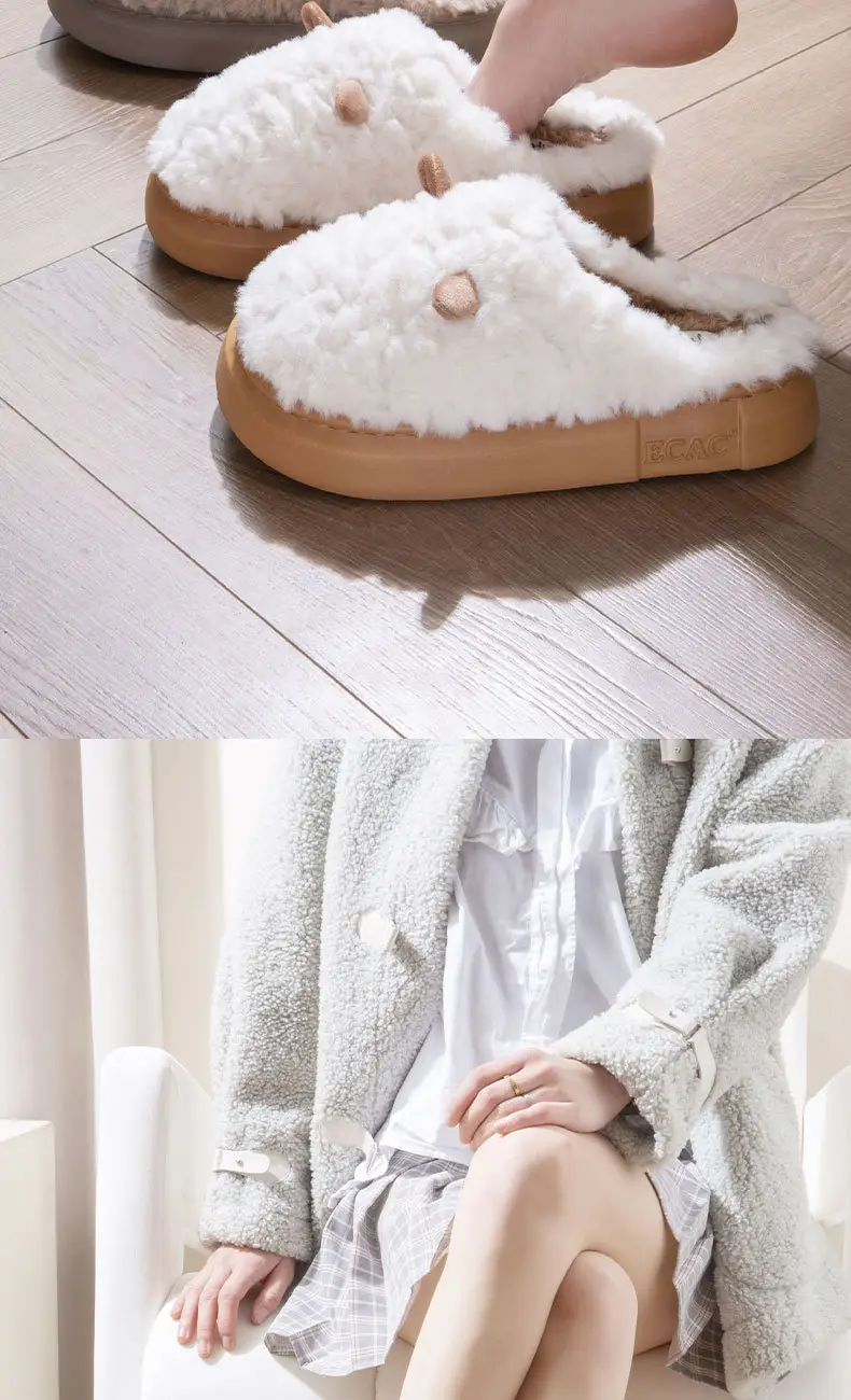 2025 New Cotton Slippers for Women, Winter Couple's Home Use, Fleece-Lined, Warm, Non-Slip, Thick-Soled Furry Slippers for Men, Autumn — feature 13