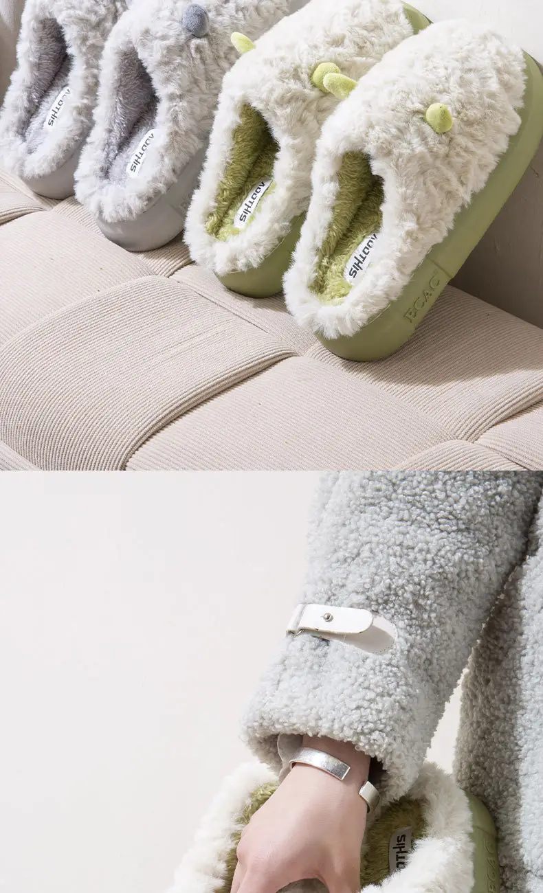 2025 New Cotton Slippers for Women, Winter Couple's Home Use, Fleece-Lined, Warm, Non-Slip, Thick-Soled Furry Slippers for Men, Autumn — feature 15