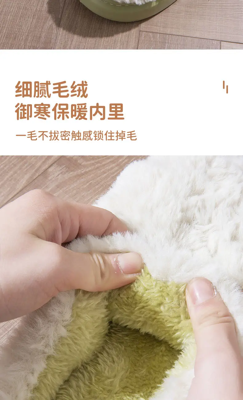 2025 New Cotton Slippers for Women, Winter Couple's Home Use, Fleece-Lined, Warm, Non-Slip, Thick-Soled Furry Slippers for Men, Autumn — feature 8