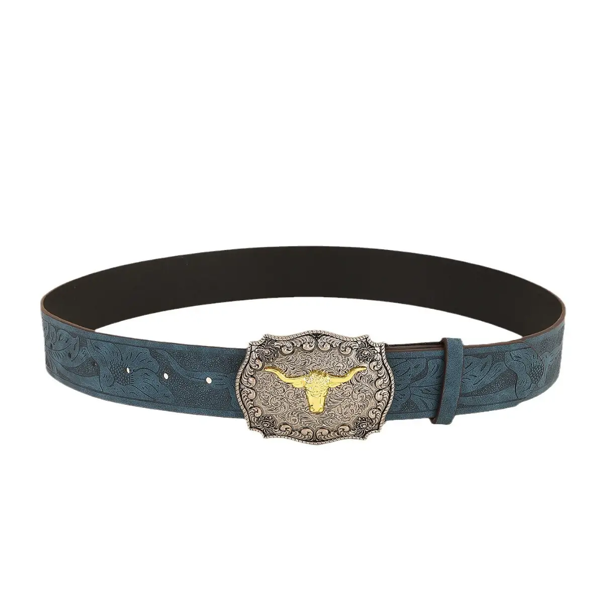 European American Style Brown Textured Snap Belt Unisex - Image 5