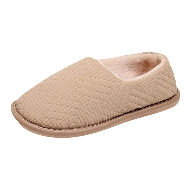 Cotton Slippers Bag with Winter Women's Home Indoor Courtyard Home Couple's Non-slip Warm Fabric Lace Men's Heel