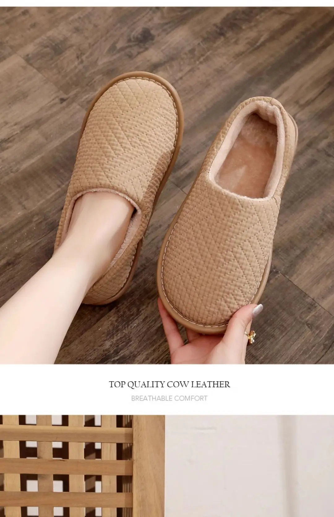 Cotton Slippers Bag with Winter Women's Home Indoor Courtyard Home Couple's Non-slip Warm Fabric Lace Men's Heel — feature 12