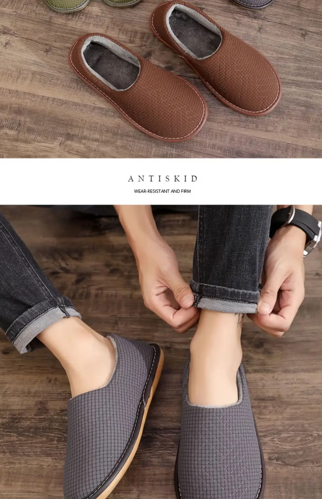 Cotton Slippers Bag with Winter Women's Home Indoor Courtyard Home Couple's Non-slip Warm Fabric Lace Men's Heel — feature 16