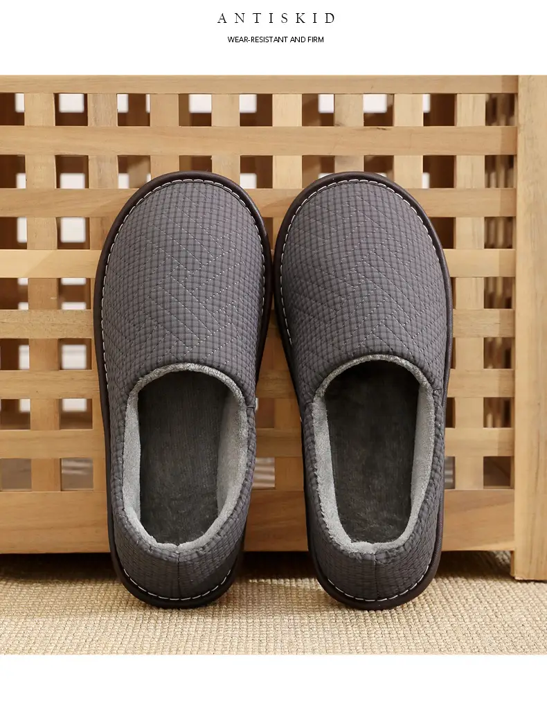 Cotton Slippers Bag with Winter Women's Home Indoor Courtyard Home Couple's Non-slip Warm Fabric Lace Men's Heel — feature 20