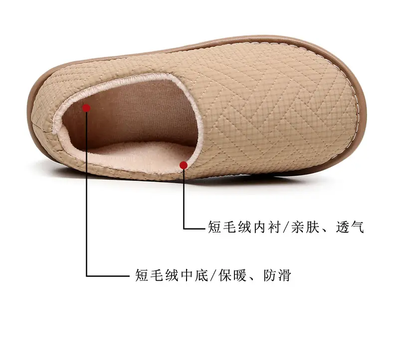 Cotton Slippers Bag with Winter Women's Home Indoor Courtyard Home Couple's Non-slip Warm Fabric Lace Men's Heel — feature 8