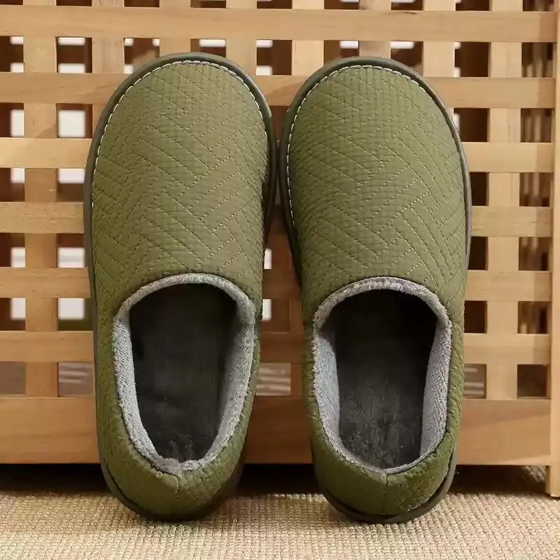 Cotton Slippers Bag with Winter Women's Home Indoor Courtyard Home Couple's Non-slip Warm Fabric Lace Men's Heel