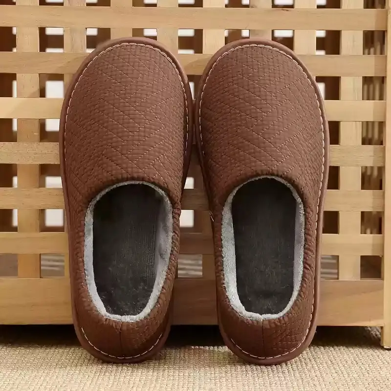 Cotton Slippers Bag with Winter Women's Home Indoor Courtyard Home Couple's Non-slip Warm Fabric Lace Men's Heel