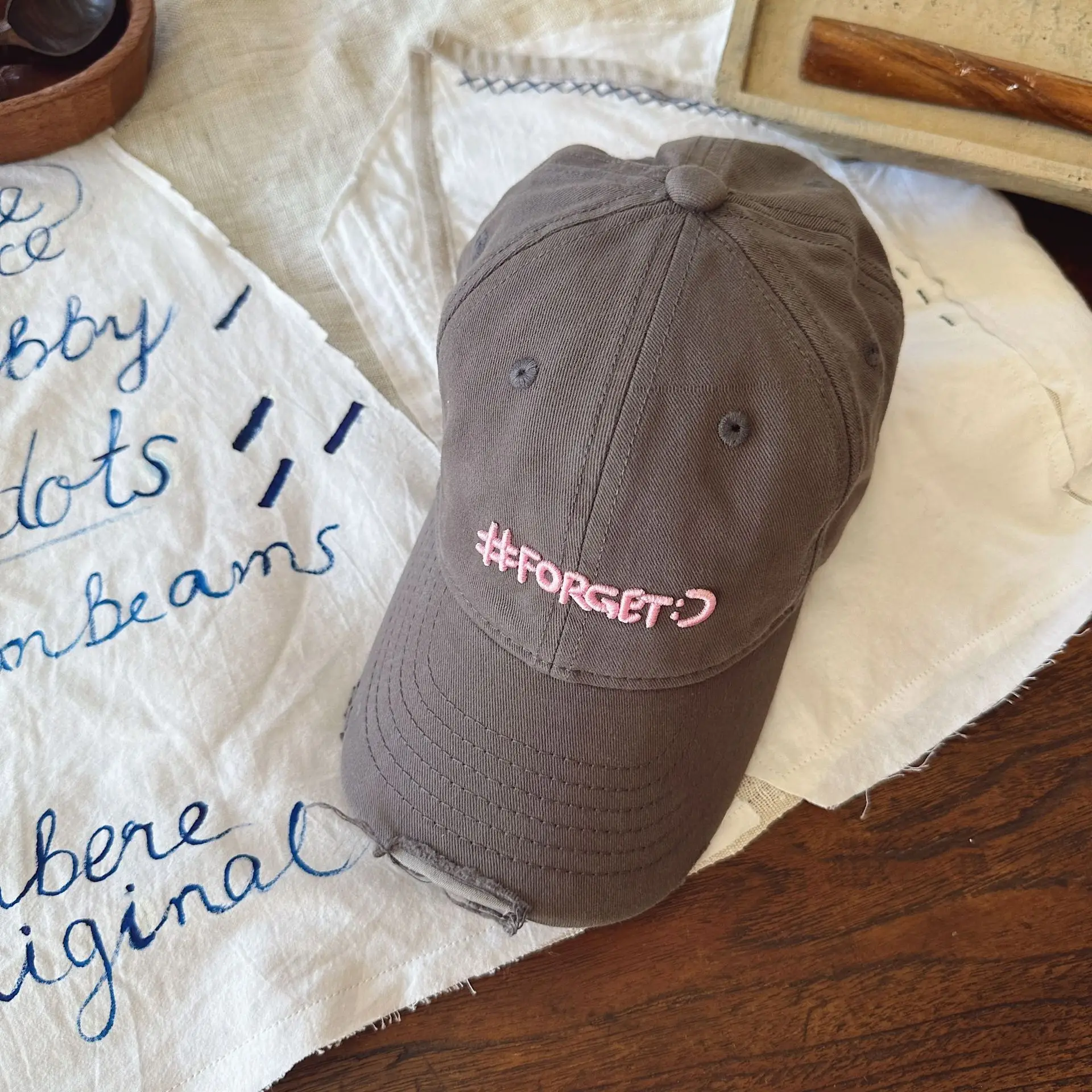 Pink Women's Peaked Cap with Embroidered Design — feature 10