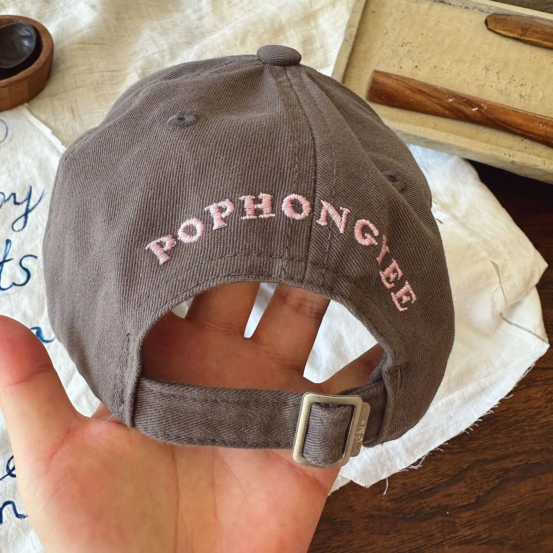 Pink Women's Peaked Cap with Embroidered Design — feature 9