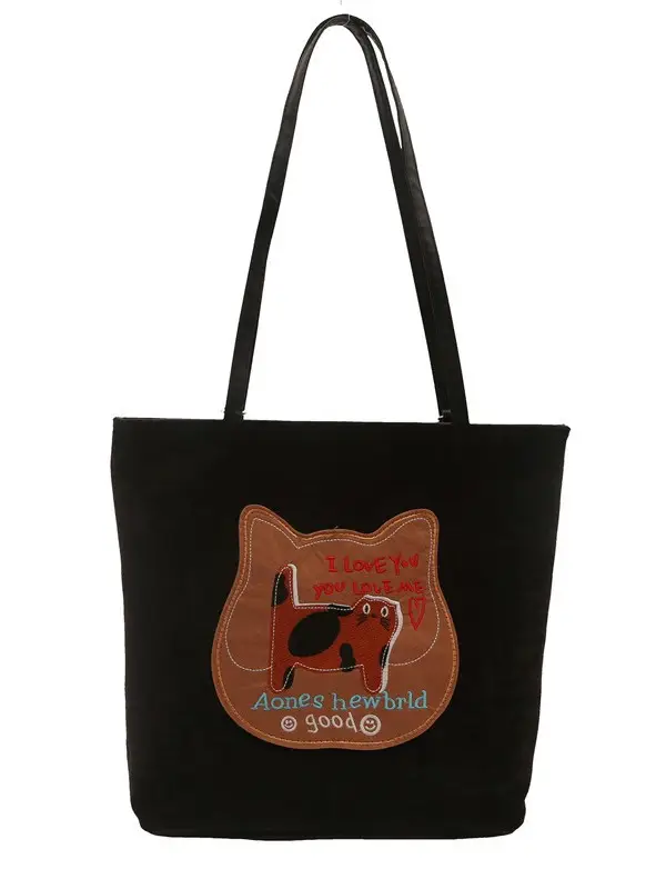 Women Biscuit Cat Shoulder Bag 2024 Grey Large Capacity - Image 9