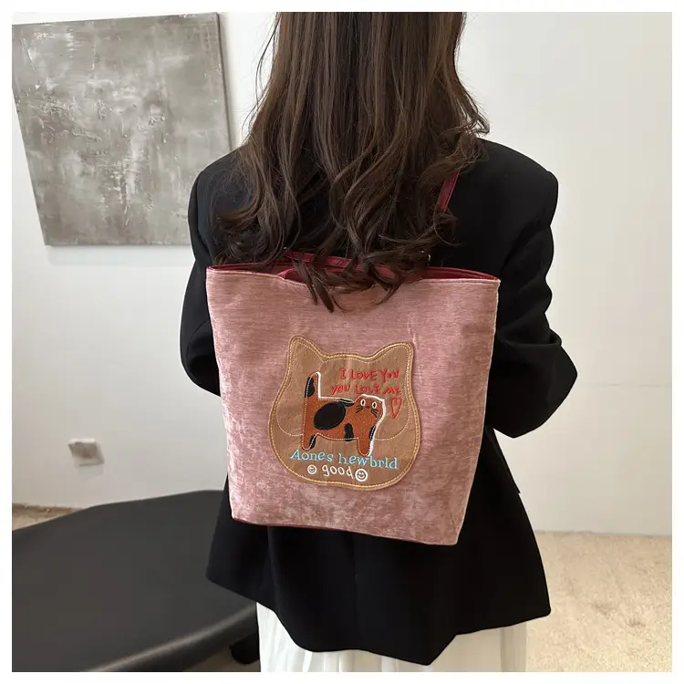 Women Biscuit Cat Shoulder Bag 2024 Grey Large Capacity — feature 13