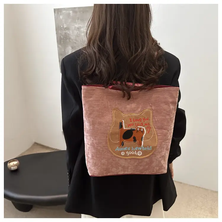Women Biscuit Cat Shoulder Bag 2024 Grey Large Capacity — feature 14