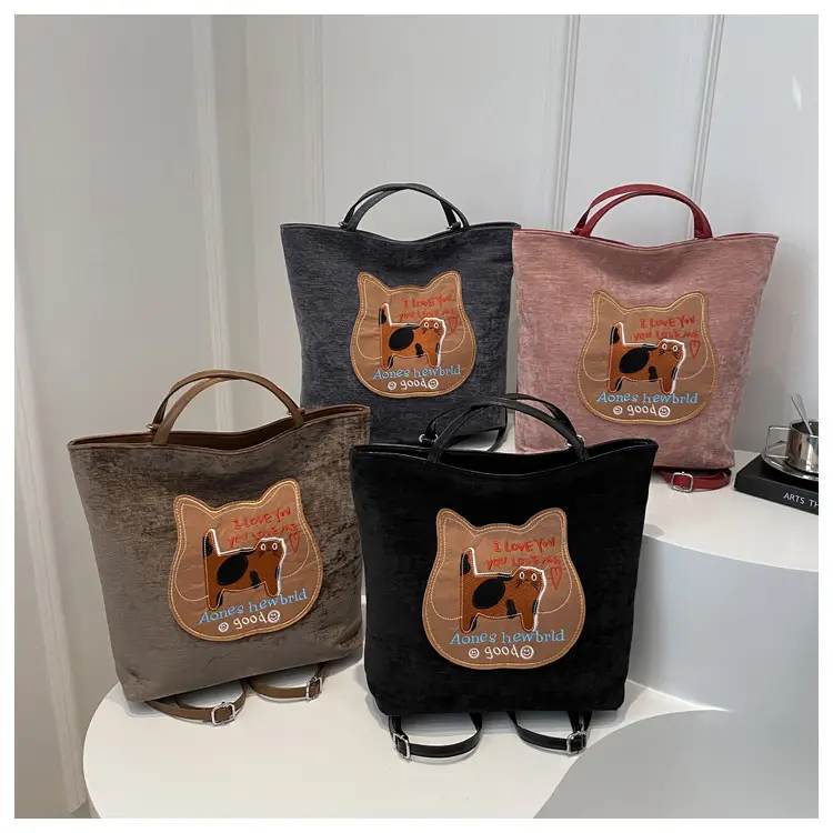 Women Biscuit Cat Shoulder Bag 2024 Grey Large Capacity — feature 21