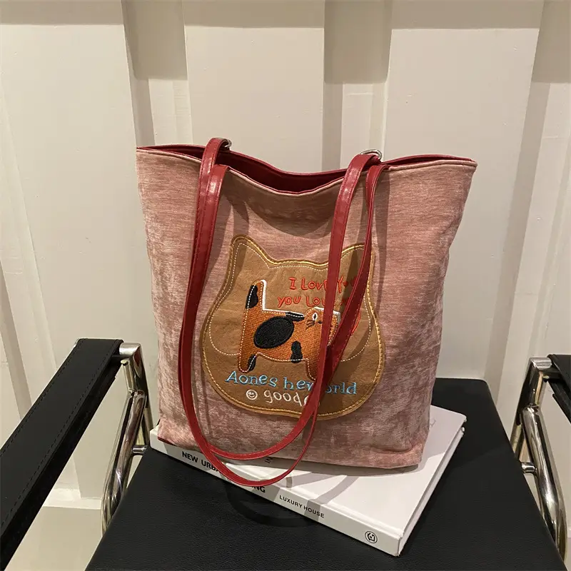 Women Biscuit Cat Shoulder Bag 2024 Grey Large Capacity - Image 4