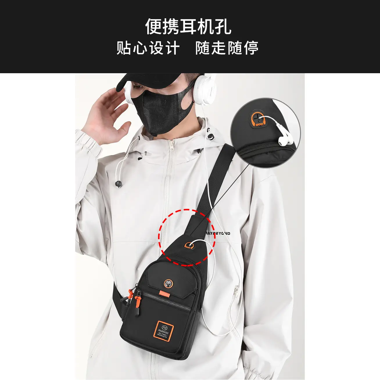 Men's Blue Oxford Cloth Casual Crossbody Bag - Image 15